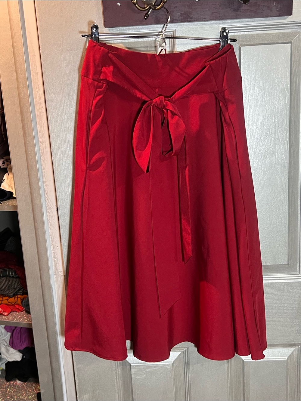 Belle Poque vintage style Red Tie-Waist A-Line Skirt